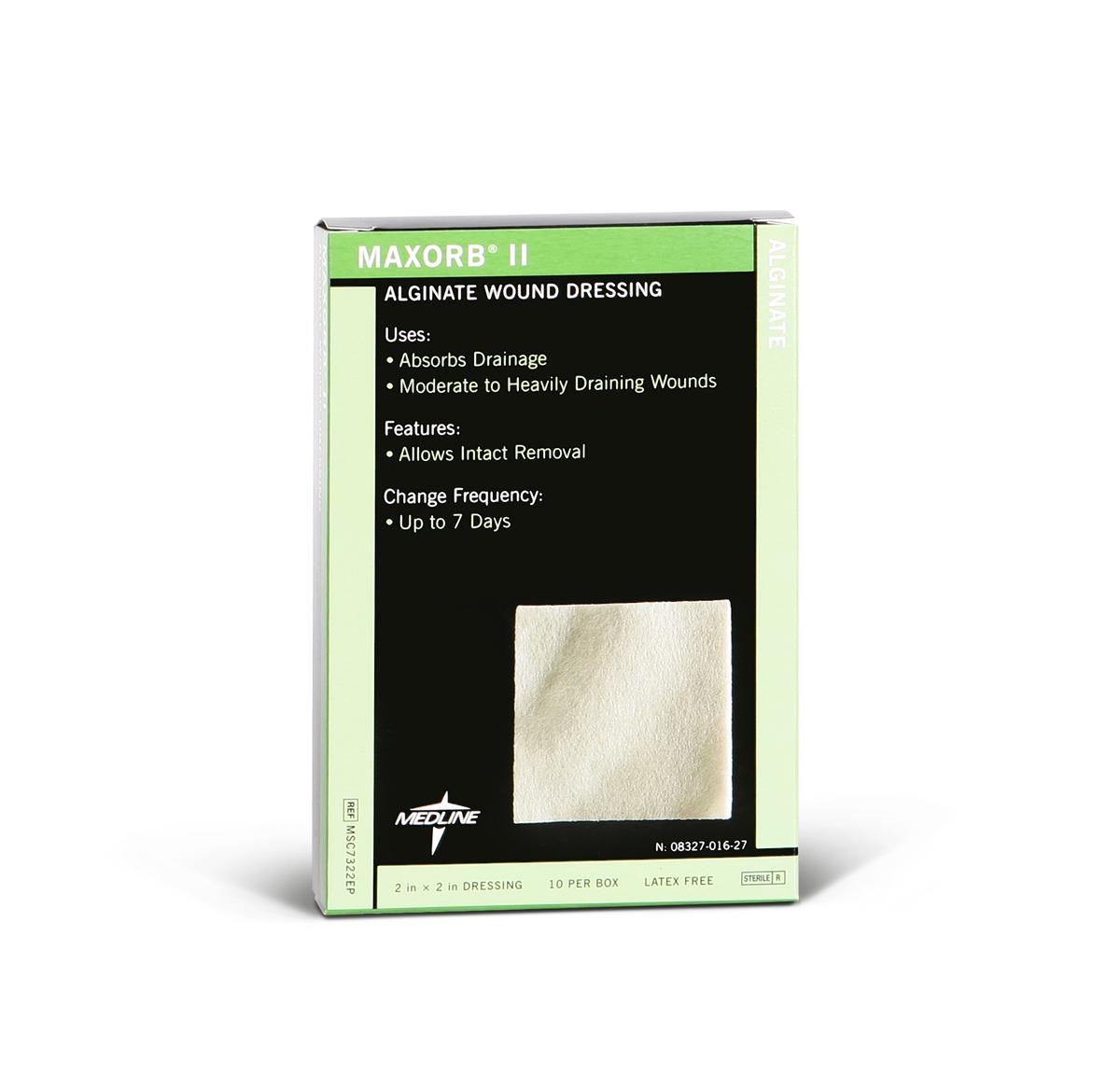 Medline Alginate Dressing Maxorb II Calcium Alginate 2 X 2 Inch Square (MSC7322EP / CS)