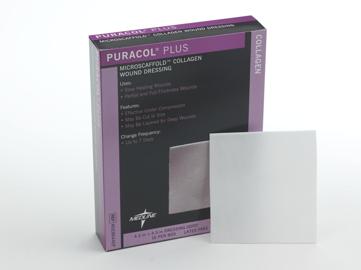 Medline Collagen Dressing Puracol Plus 4-1/4 X 4-1/2 Inch Rectangle Sterile (MSC8644EP / CS)
