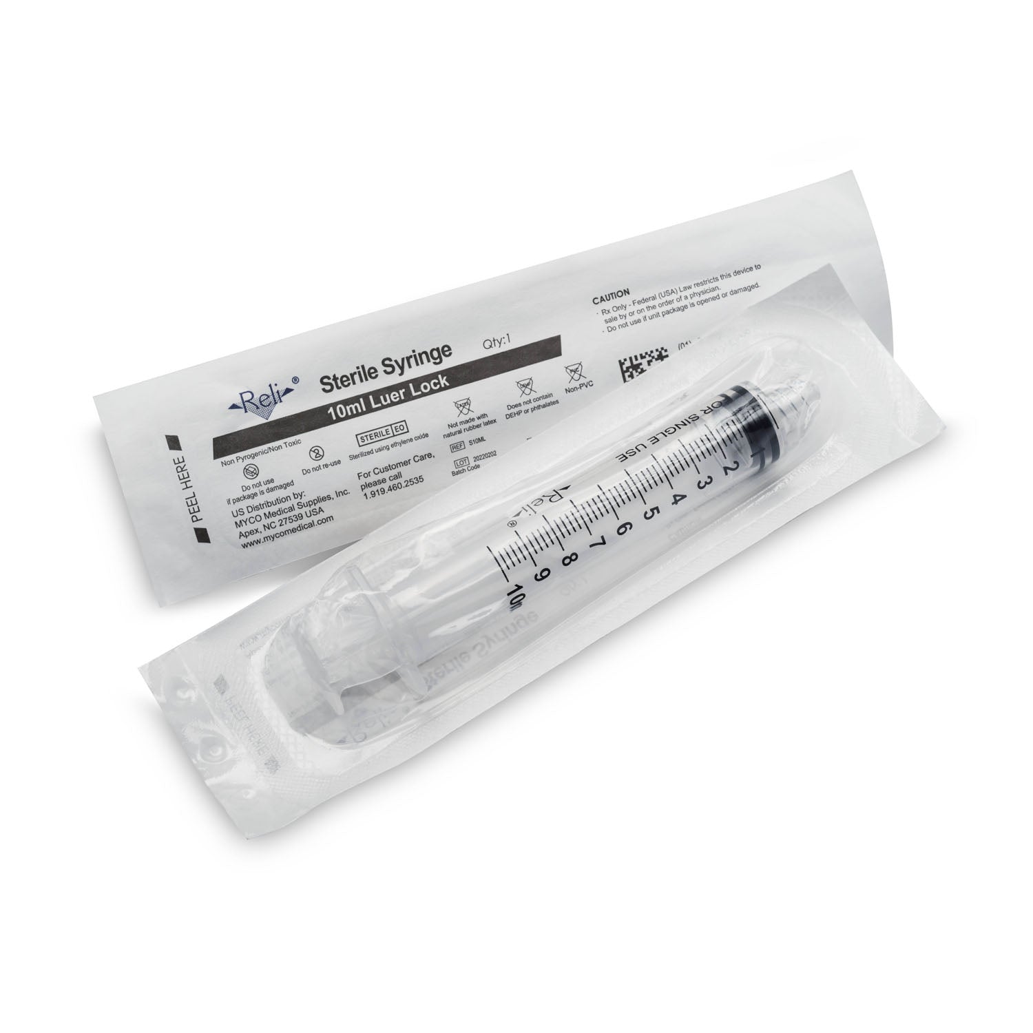 Myco Medical Myco Reli Conventional Luer Lock Syringe Only, 10mL, Luer Lock, 100/bx