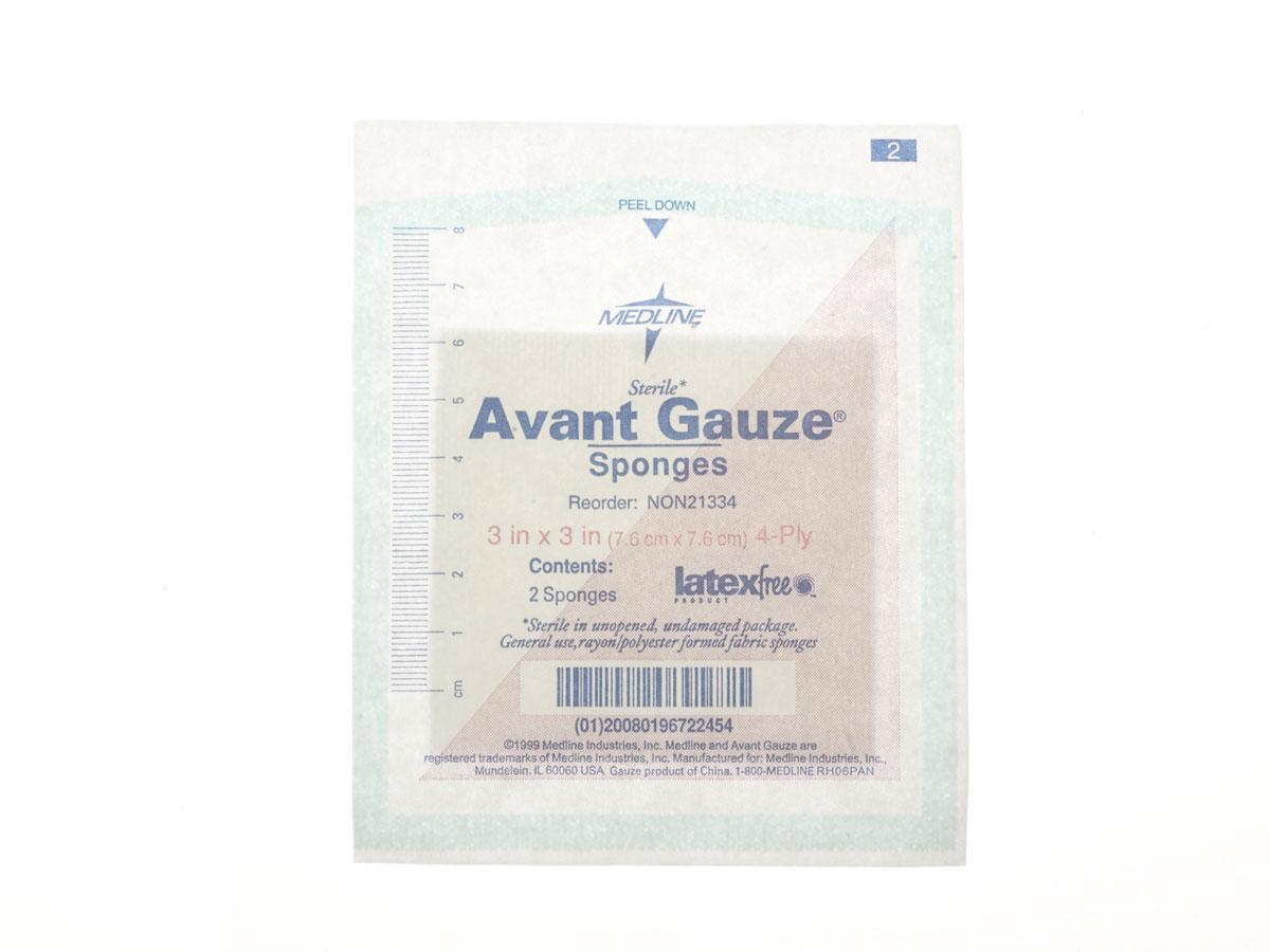 Medline Nonwoven Sponge Avant Gauze 3 X 3 Inch 4-Ply Sterile 2 per Pack (NON21334 / CS)