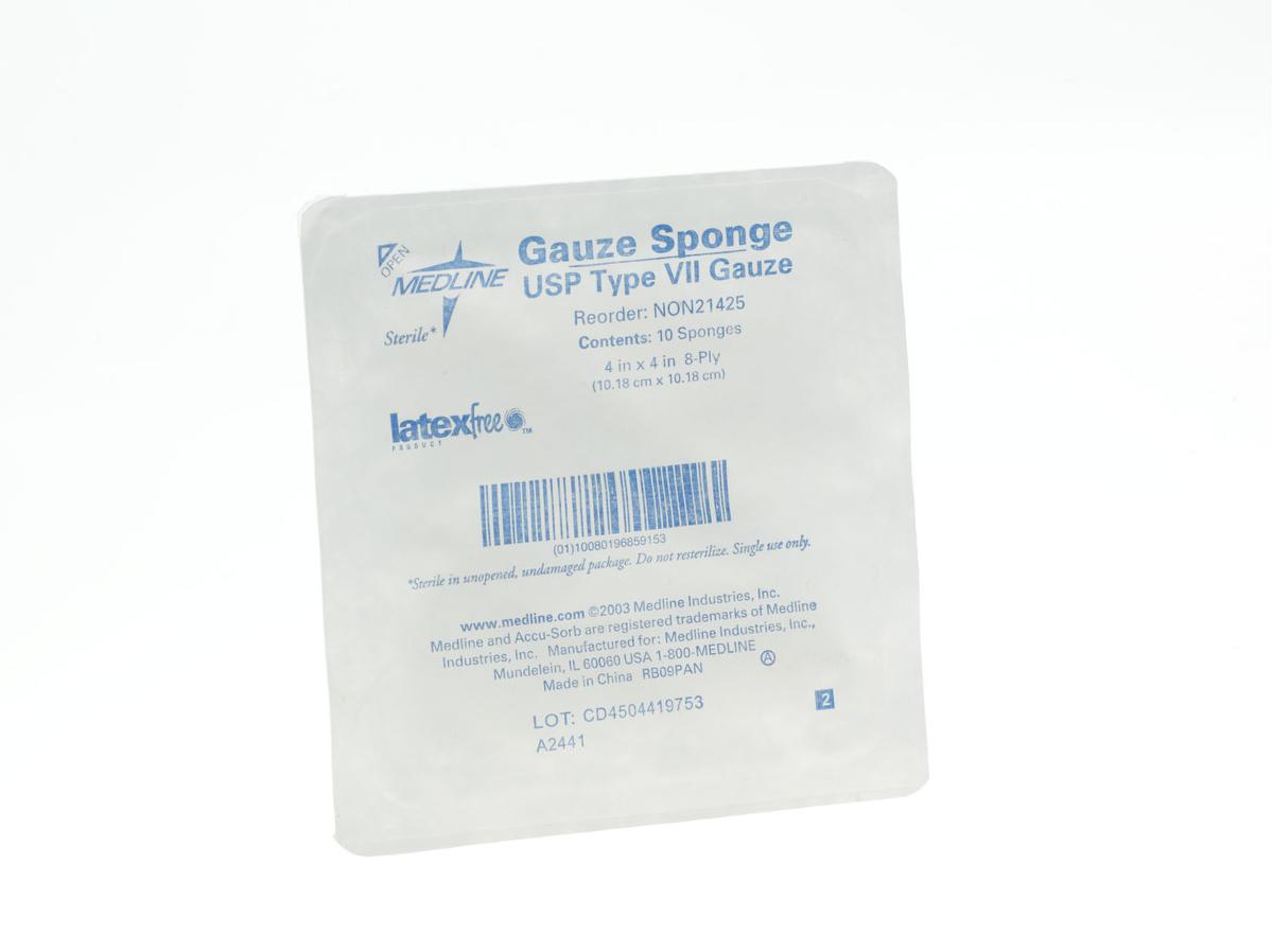 Gauze Sponge Medline 4 X 4 Inch 8-Ply Sterile 10 per Tray (128/CS)