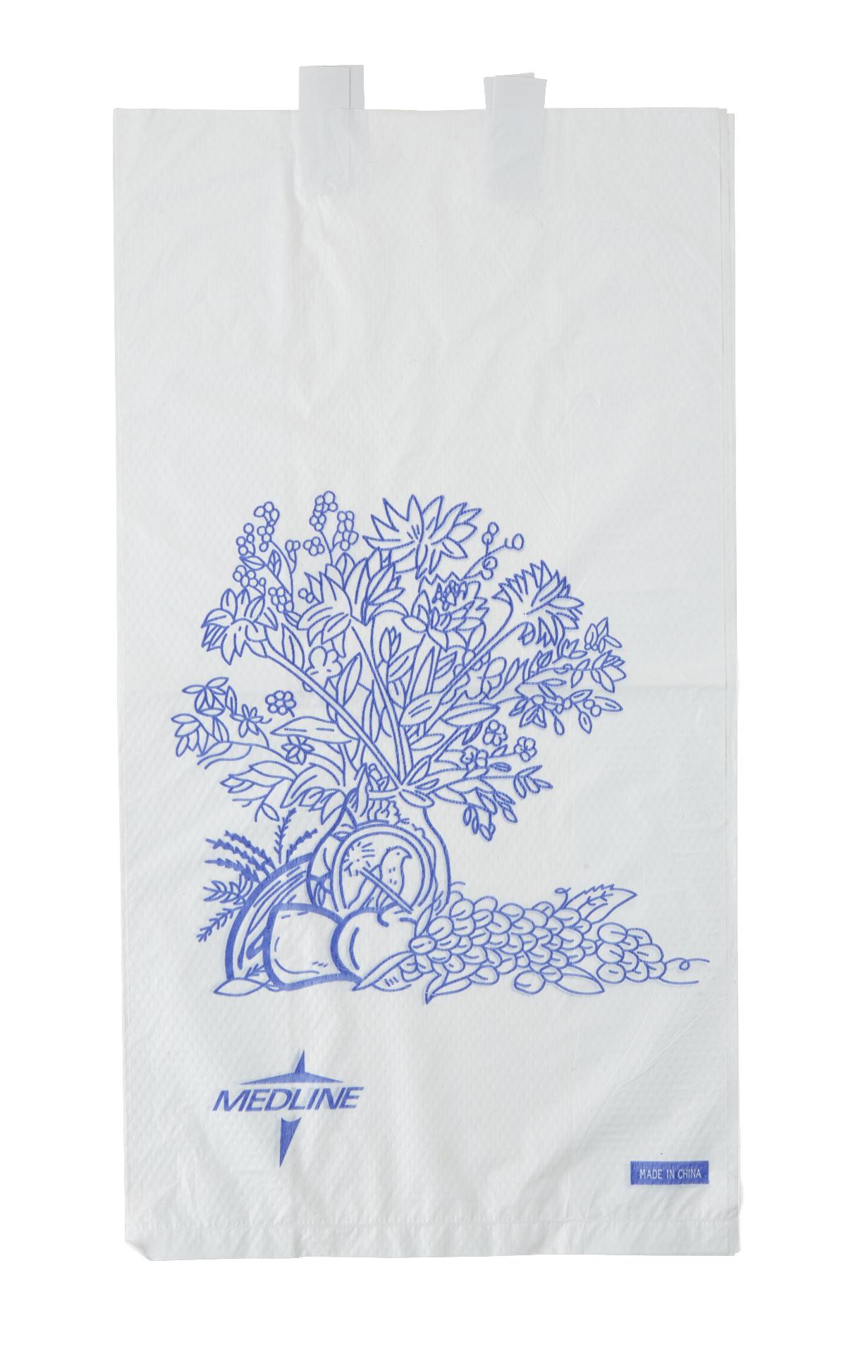 Medline Bedside Bag 3-1/2 X 6-1/2 X 11.8 Inch White / Blue Floral Print Plastic (NON24309P / CS)