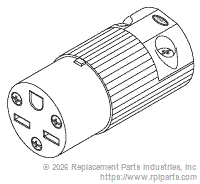 RPI RPC595 Industrial Grade Female Connector (15A @ 250Vac, Nema 6-15R)