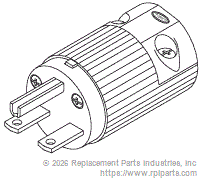RPI RPP594 Industrial Grade Male Plug (15A @ 250Vac, Nema 6-15P)