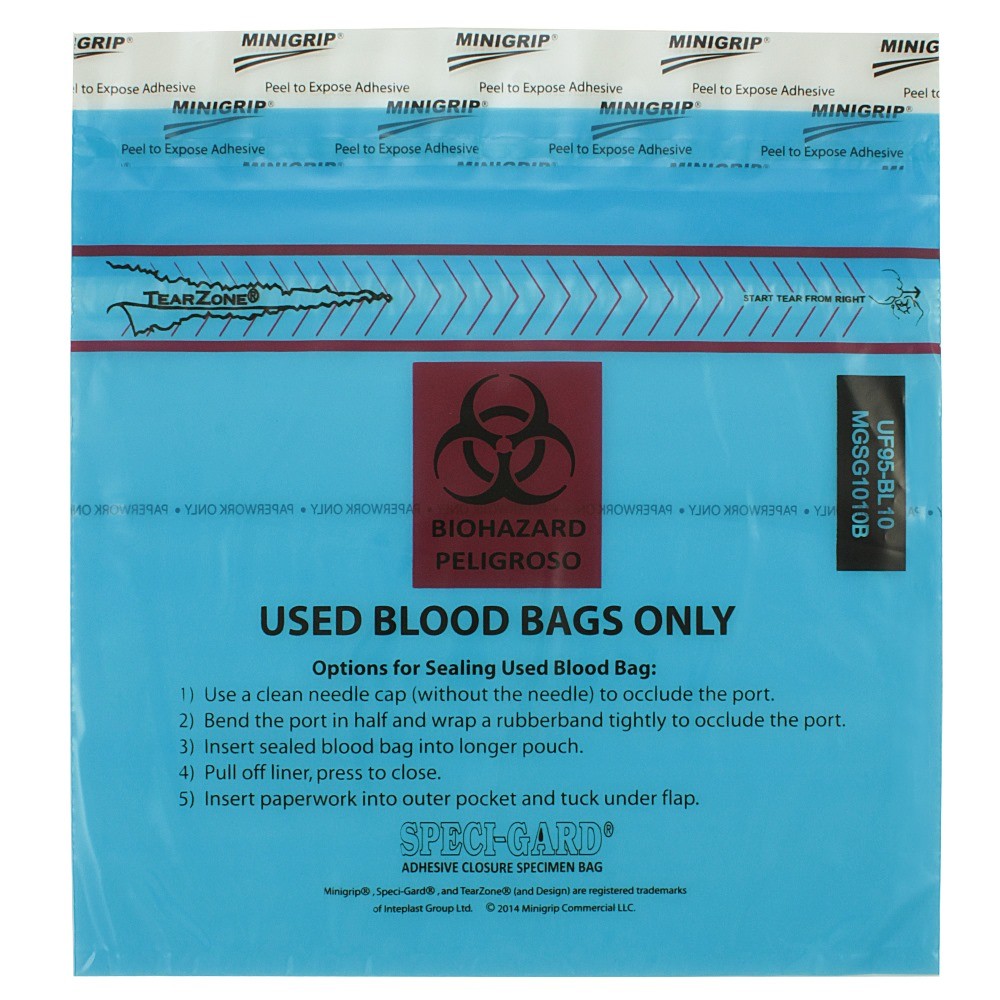 BAG DISPOSAL FOR IV BLOOD BAGSCLEAR 10X10 100/PK 10PK/CS