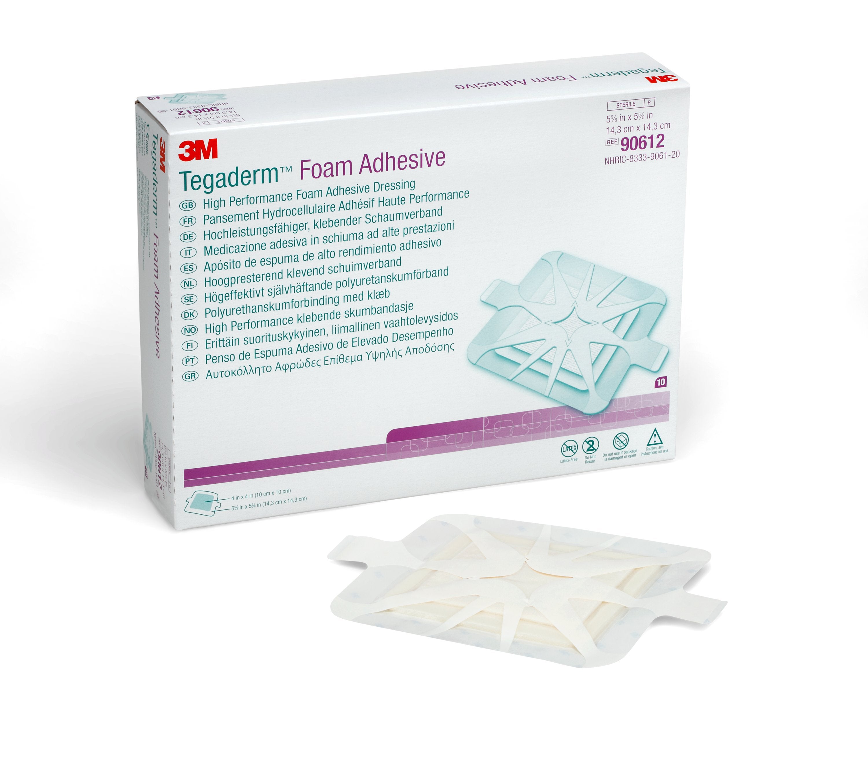 Solventum Corporation 3M Tegaderm High Performance Adhesive w/o Border Foam Dressing, 14.3 x 14.3 cm (40/CS)