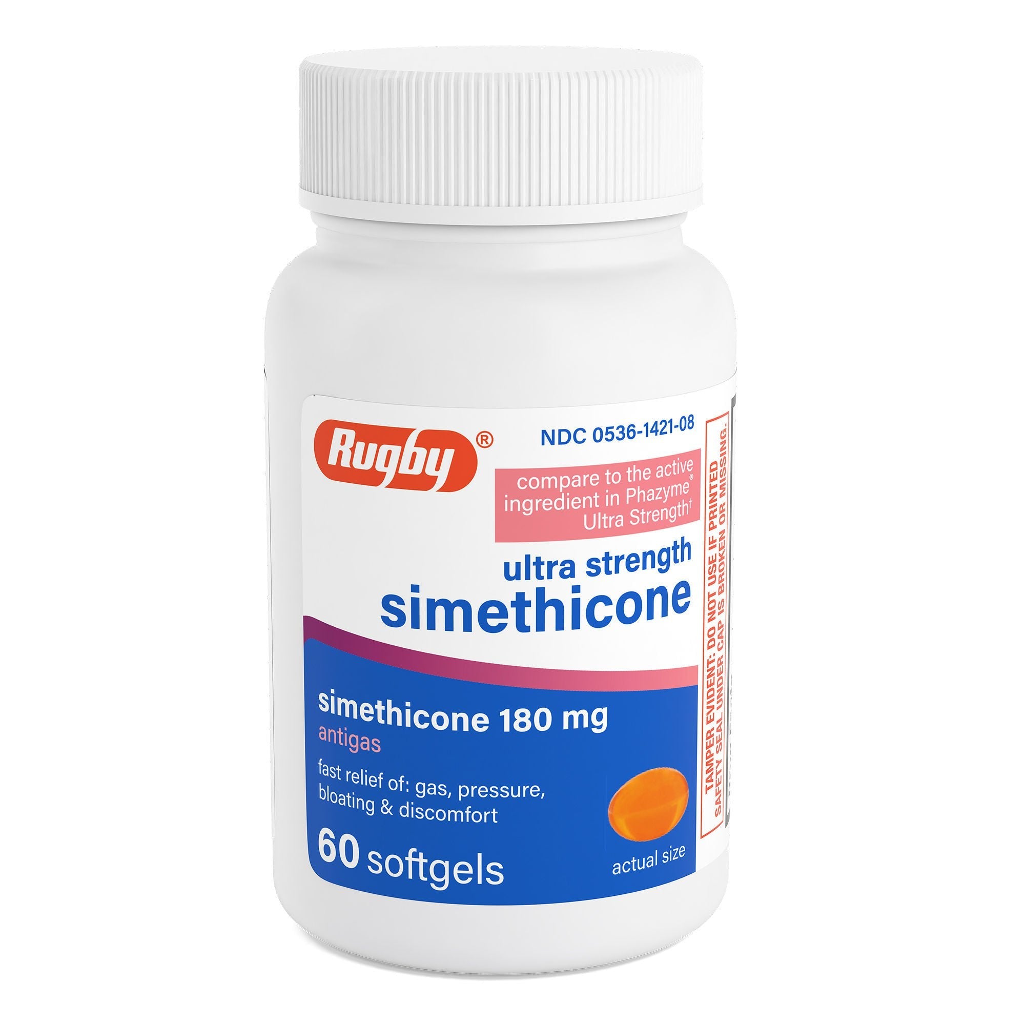 Rugby Ultra Strength Simethicone Softgels (Bottle of 60)