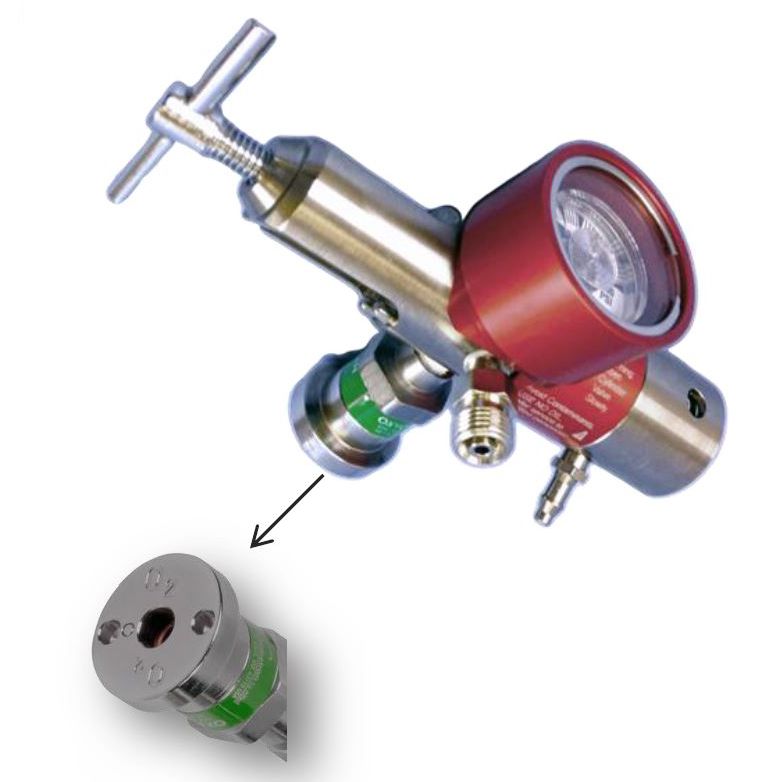 Allied Healthcare LSP Rhino Oxygen Regulator with Ohmeda Style Quick Connect O2 Coupler
