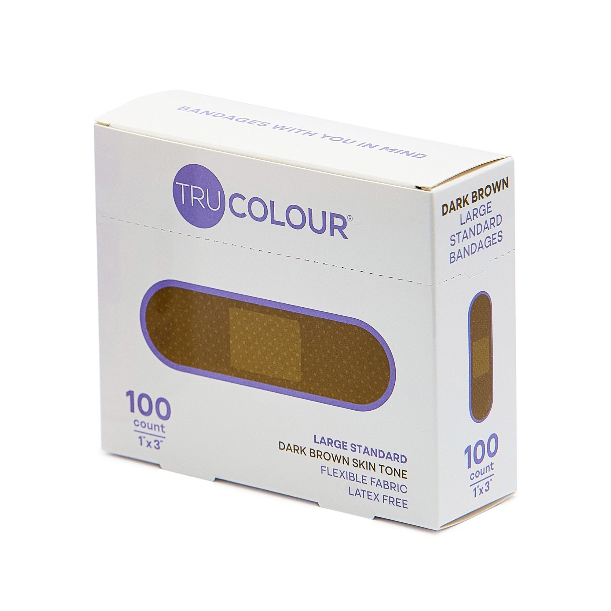 Tru-Colour Products LLC Tru-Colour Skin Tone Shade Fabric Bandage Adhesive Strip, Dark Brown, 1 x 3 Inch (12/CS)