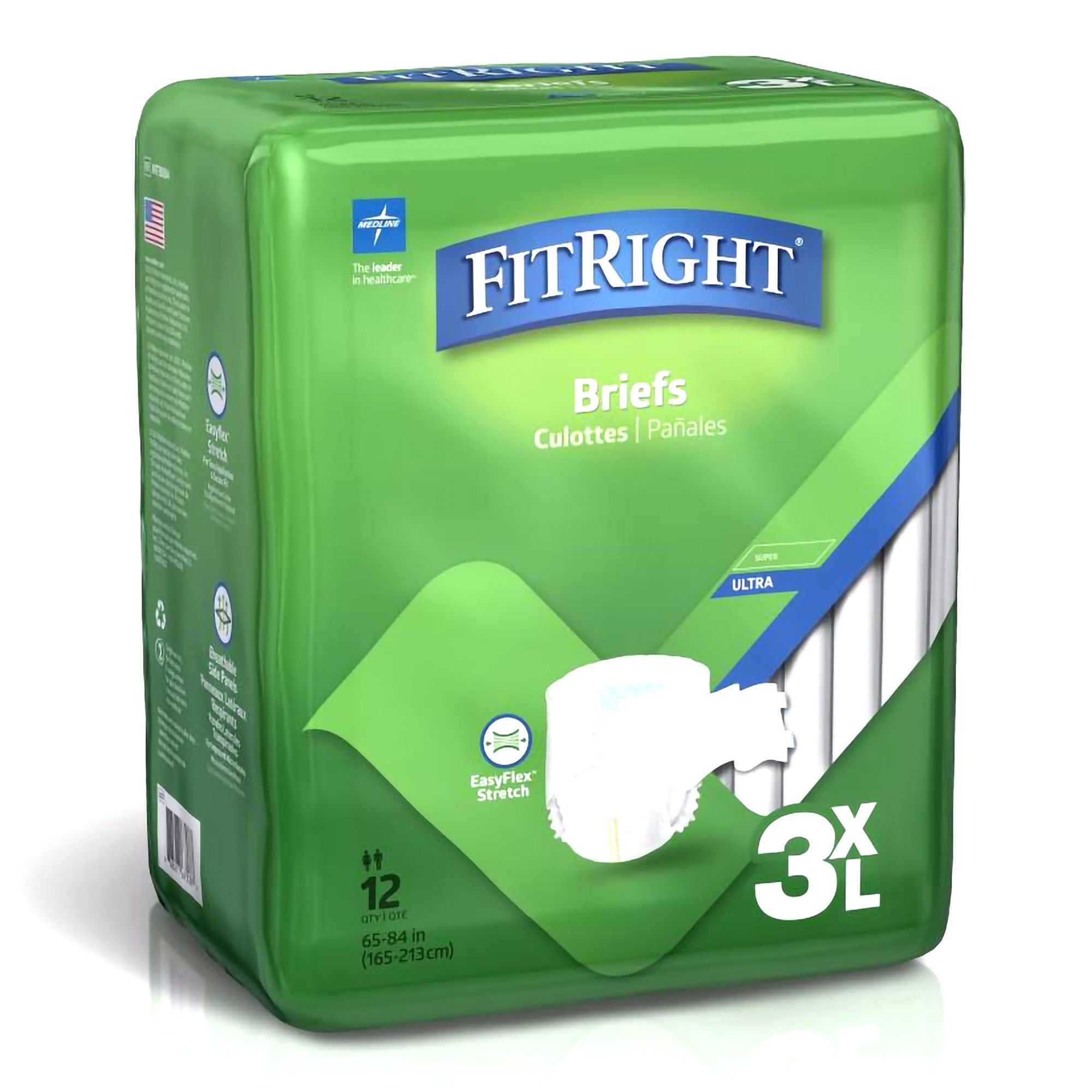 Incontinence Brief FitRight Bariatric Adult 3X-Large Unisex Disposable Heavy Absorbency (Case of 48)