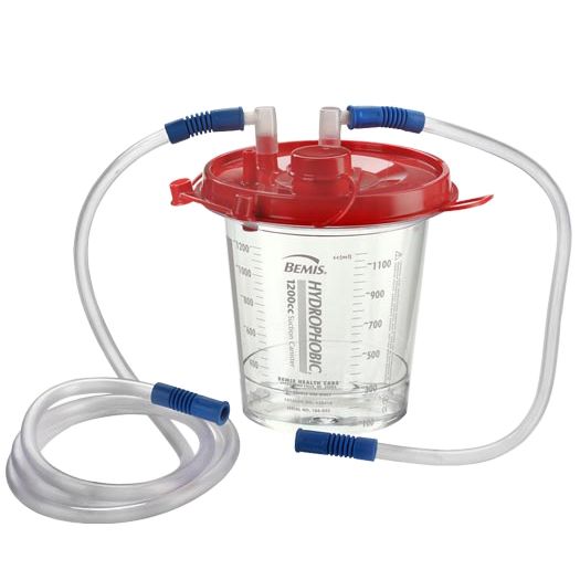 Bemis 1200cc Hydrophobic Rigid Suction Canister Kit (48/Case)