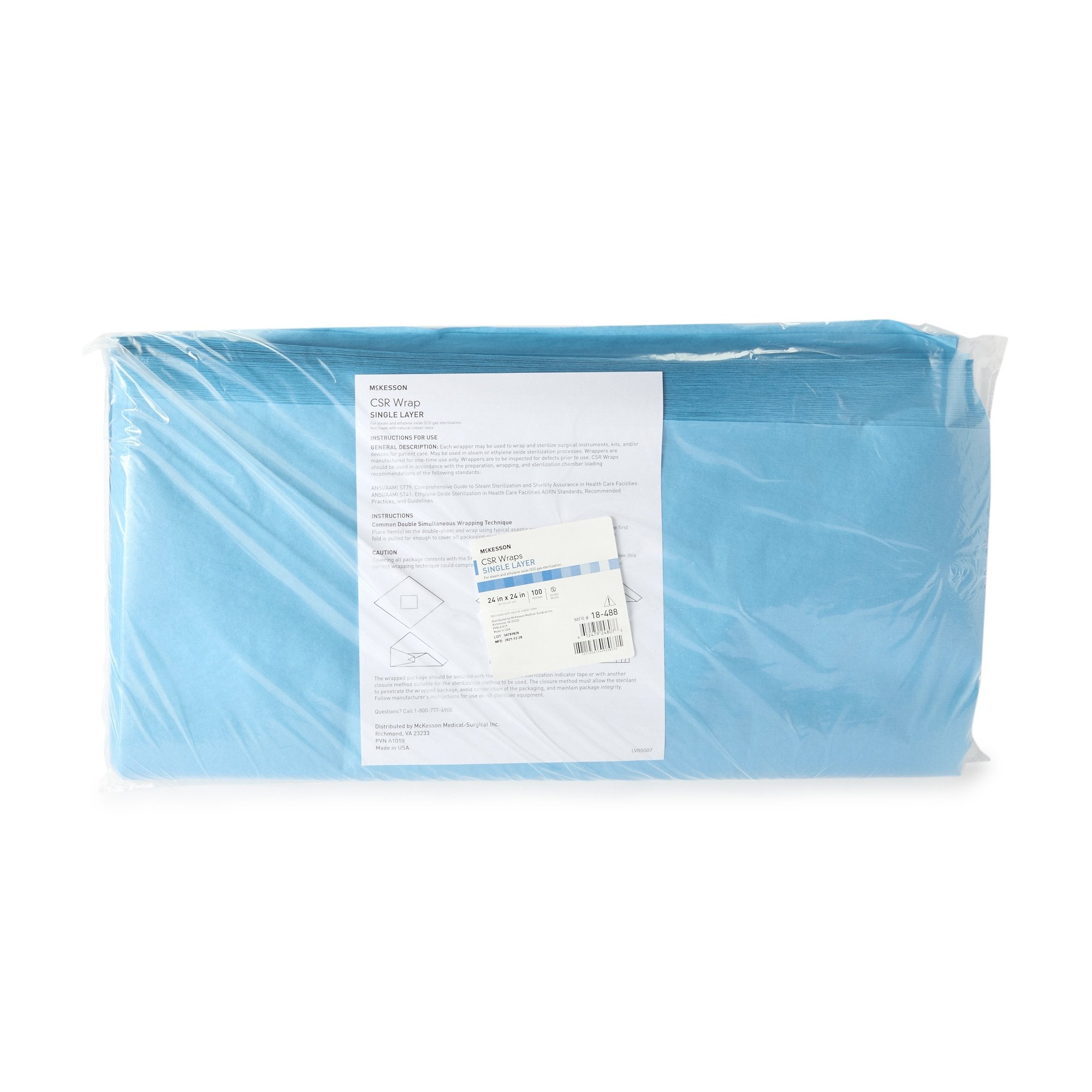 McKesson Brand McKesson Single Layer Sterilization Wrap, 24 x 24 Inch (5/CS)