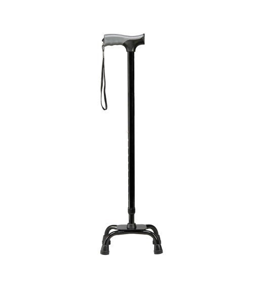 Small Base Quad Cane Soft Grip Aluminum 31 to 40 Inch Height Black (Each)