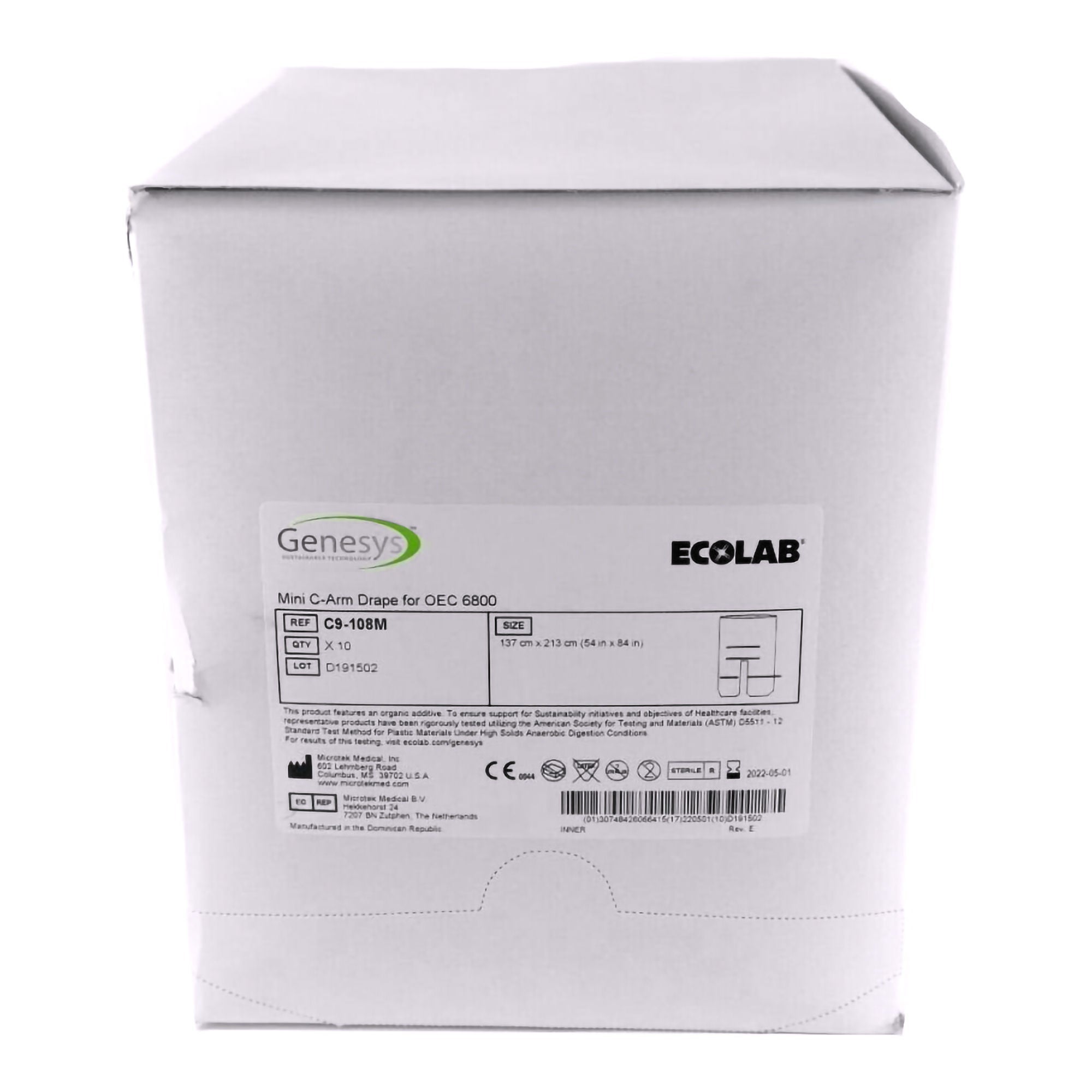 Genesys/Ecolab Mini C-Arm Drape for GE OEC 6800, 54 x 84 Inch (Case of 20)