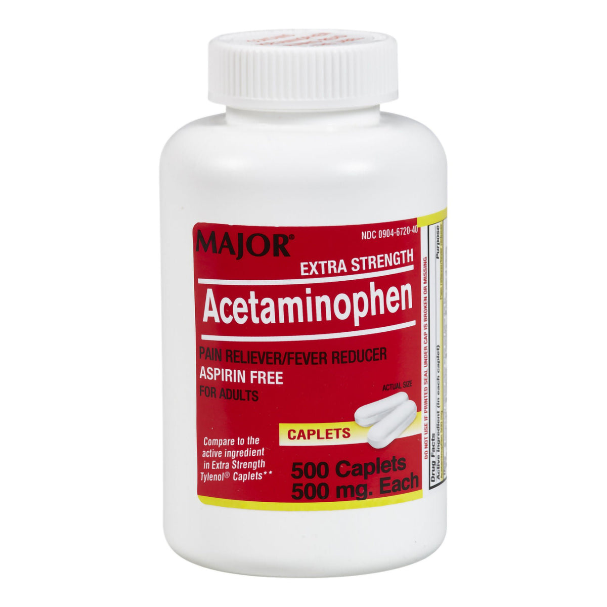 Pain Relief Major 500 mg Strength Acetaminophen Caplet 500 per Bottle