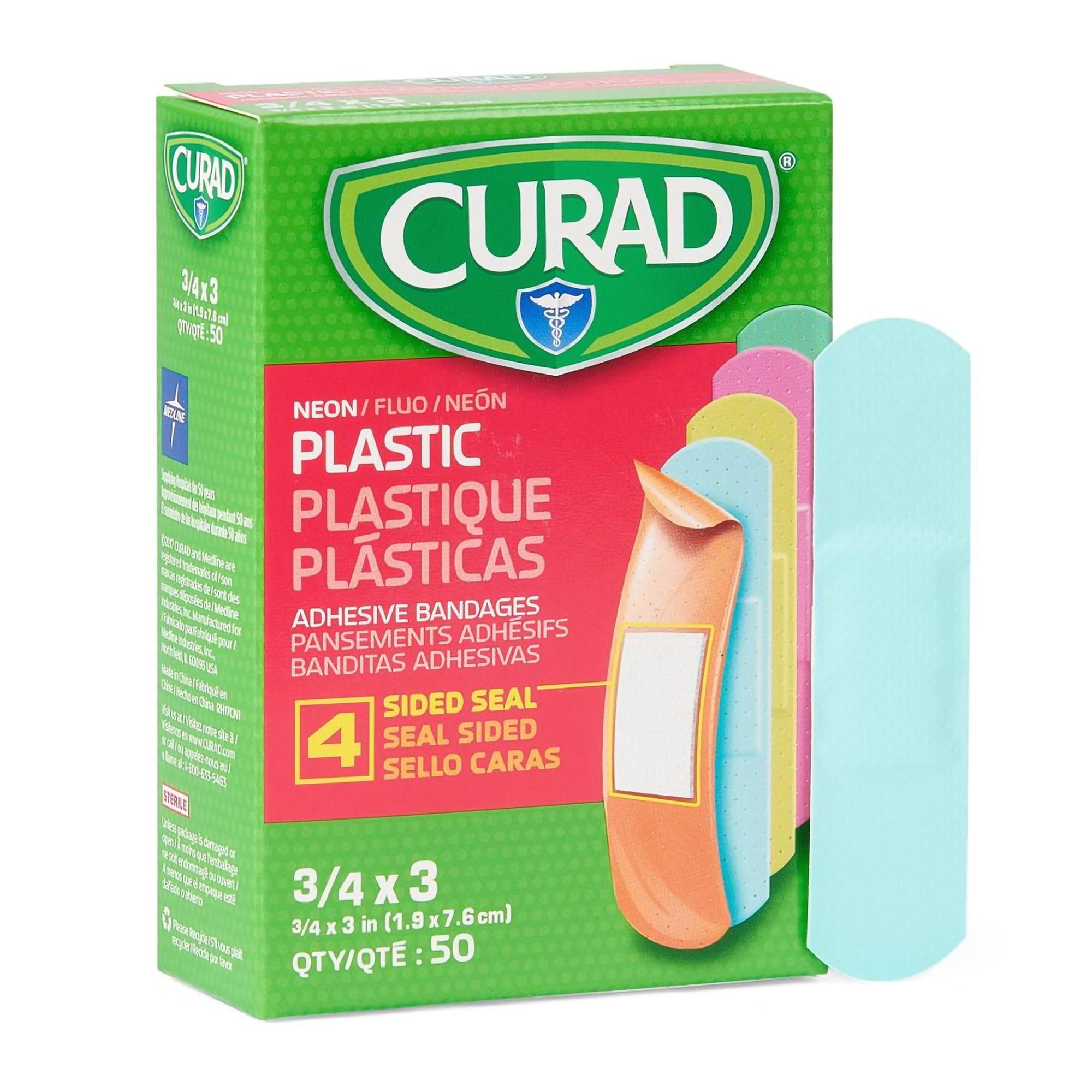 Adhesive Strip Curad Plastic Neon 3/4 X 3 Inch Sterile (Case of 1200)