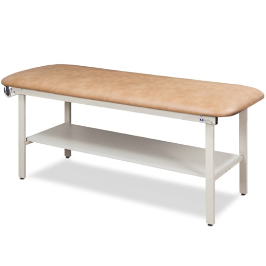 Clinton Flat Top Alpha Series Straight Line Treatment Table with Full Shelf