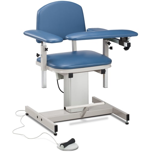 Clinton Power Series Blood Drawing Chair with Padded Arms - Wedgewood