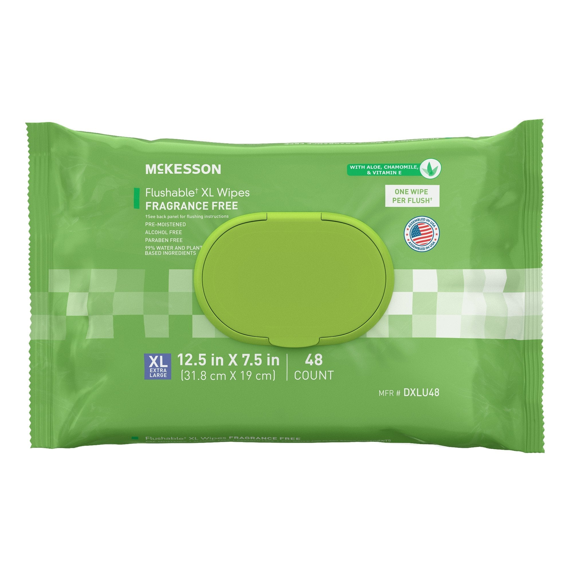 McKesson Brand McKesson Flushable* Wet Wipes XL - Unscented, 48 Wipes per Pack (576/CS)