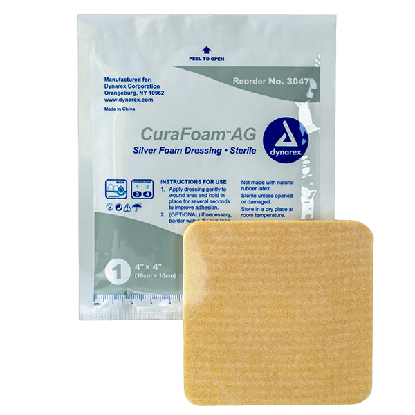 Dynarex CuraFoam AG Silver Foam Dressing - 3047 Dynarex CuraFoam AG Silver Foam Dressing - 3047