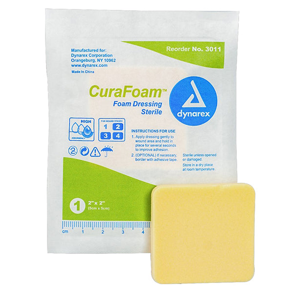 Dynarex 3011 CuraFoam 2in x 2in Foam Dressing