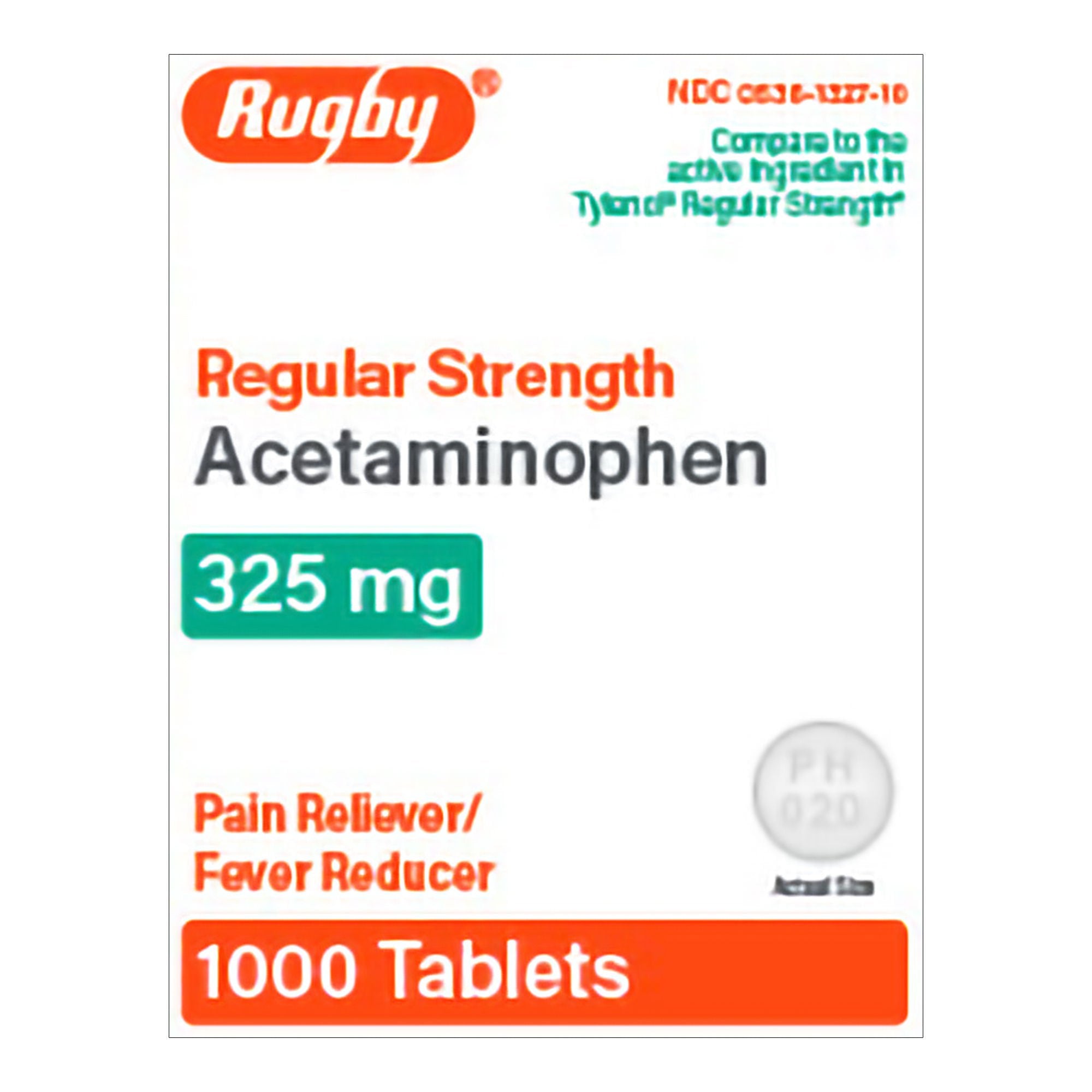 Rugby Regular Strength Acetaminophen, 325 mg, Pain Reliever/Fever Reducer (Bottle of 1000)