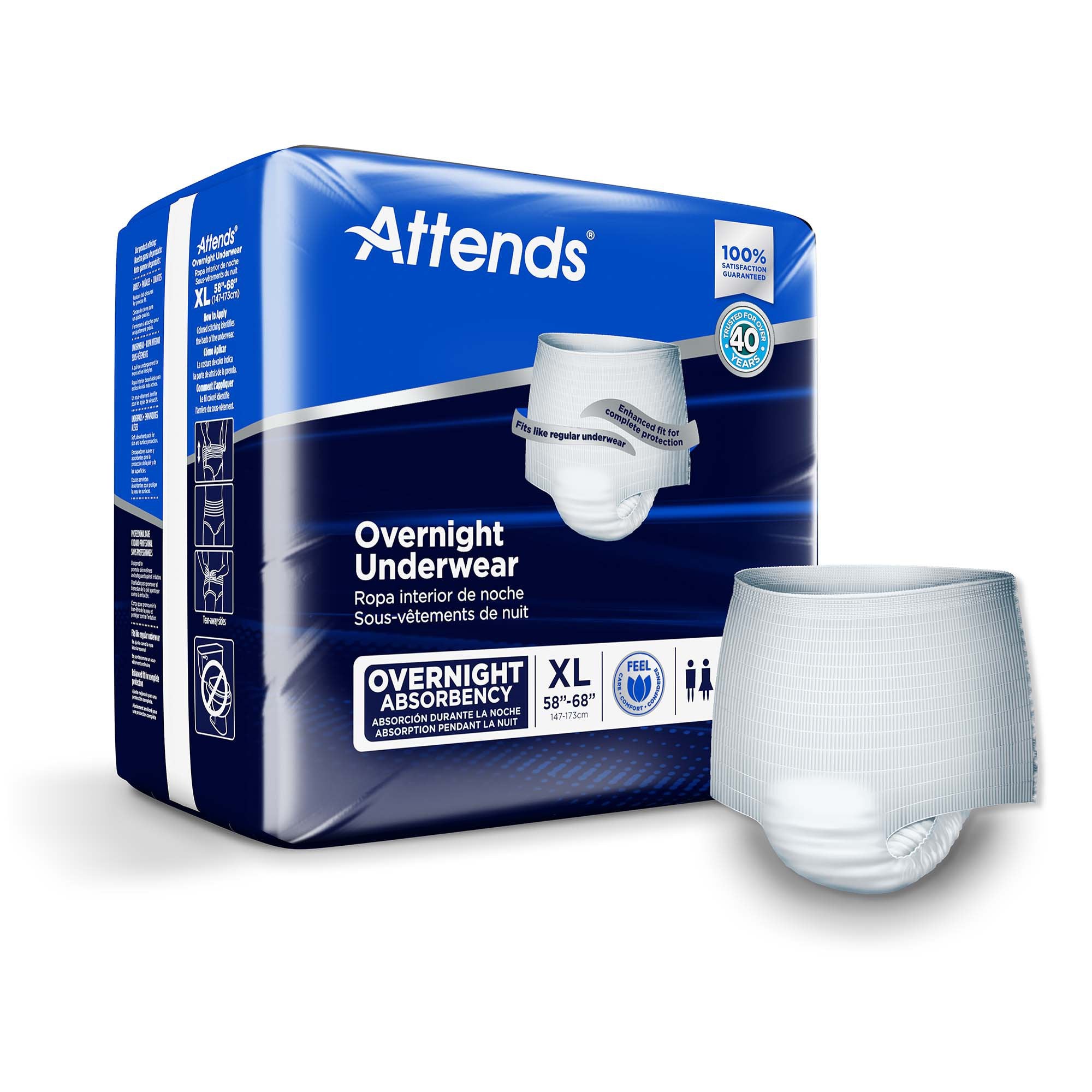 Attends Healthcare Products Attends Overnight Underwear with Extended Wear Protection, X-Large (48/CS)