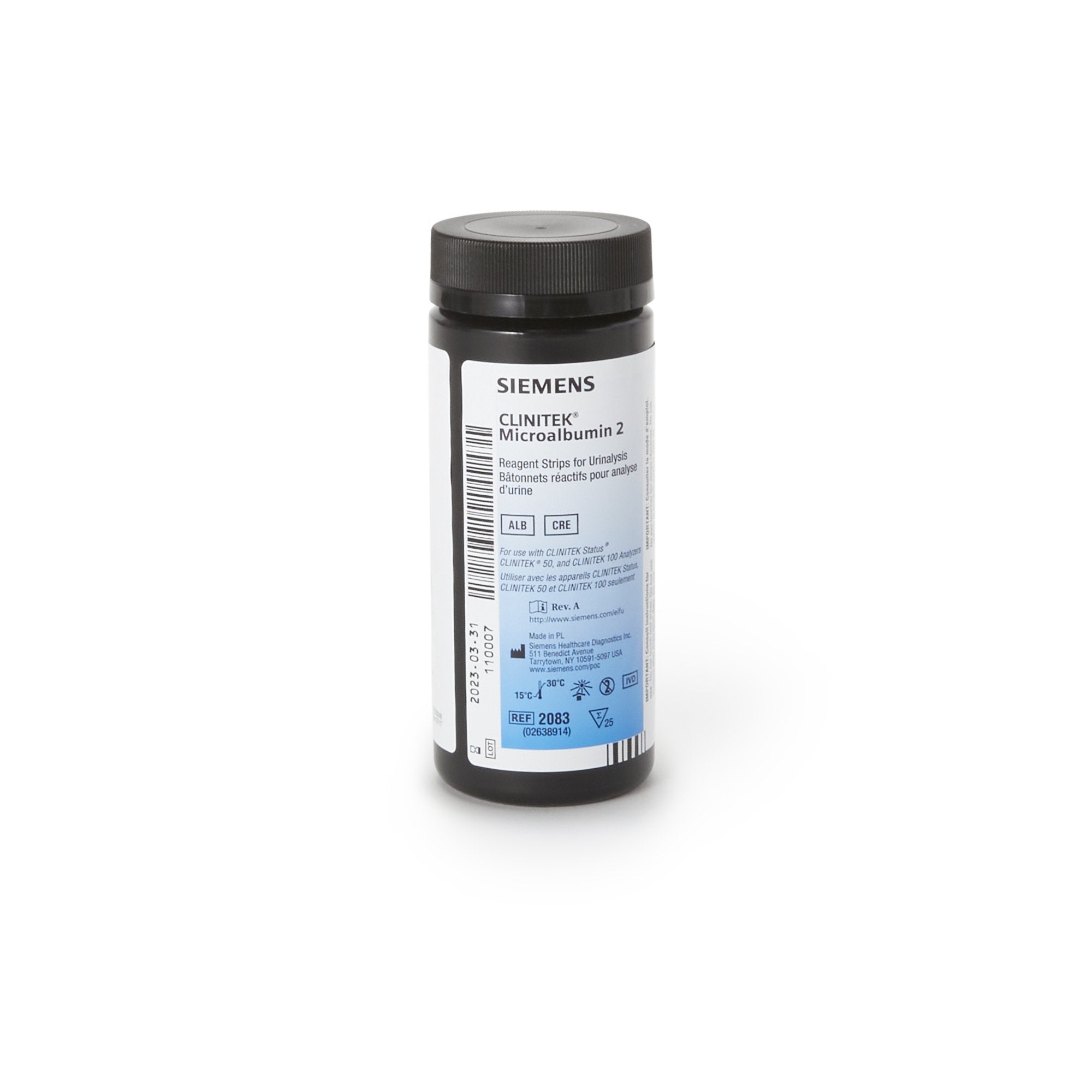 Clinitek Reagent Test Strip for use with Small Clinitek Systems, Microalbumin (Case of 300)