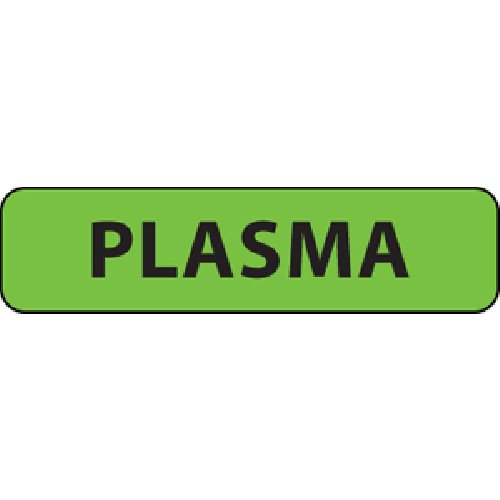 PDC Healthcare Drug Label MedVision Anesthesia Label Plasma Fluorescent Green 5/16 X 1-1/4 Inch
