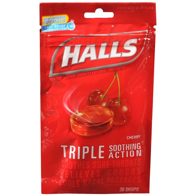 Cadbury Adams USA Halls Menthol Cherry Flavor Cold and Cough Relief