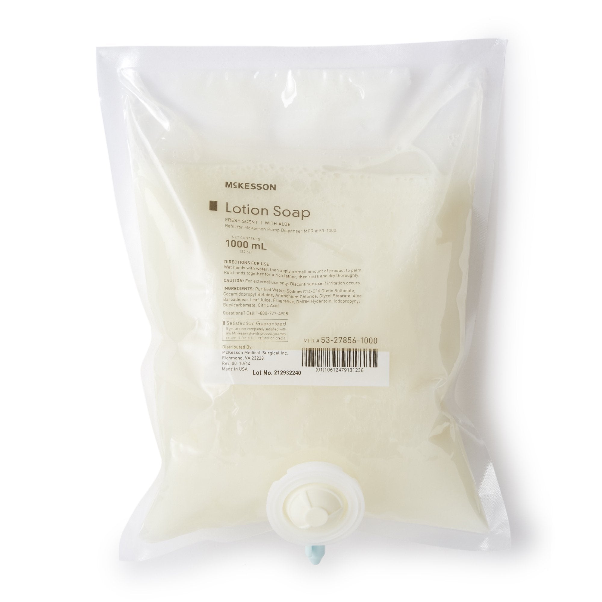 McKesson Brand McKesson Lotion Soap, 1,000 mL Refill Bag, Fresh Scent (10/CS)