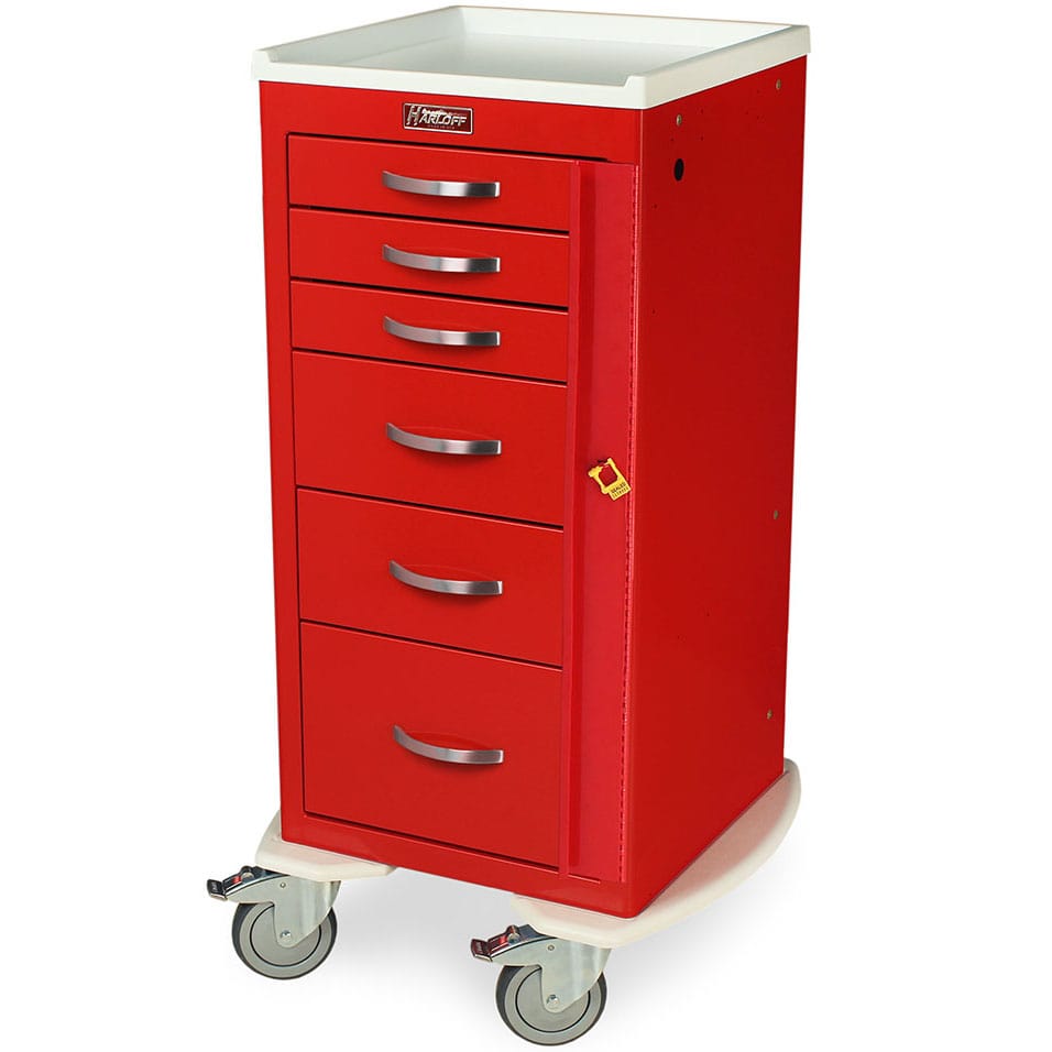 Harloff MDS1830B06 Mini Width Tall Six Drawer Emergency Cart