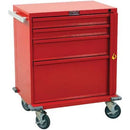 Harloff V24-4B V-Series 4 Drawer Crash Cart with Breakaway Lock  Red