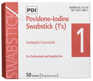 Pdi Professional Disposables, Intl. Pdi Pvp Iodine Swabstick  Swab 1s, 1/pk, 50 pk/bx, 10 bx/cs (52 cs/plt)
