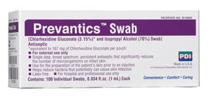 Pdi - Professional Disposables, Intl. Pdi Prevantics Swab (prep pad), 3.125" x 1.125", 100/bx, 10 bx/cs