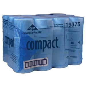 Georgia-Pacific Compact Coreless Bathroom Tissue Coreless Bathroom Tissue, 1500 Sheet, 2-Ply, 3.85"
