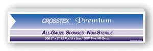 Crosstex International Crosstex All Gauze Premium Non-Sterile Sponges , 2" x 2", 12-Ply, 8000/cs