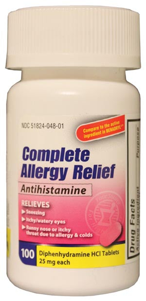 DIPHENHYDRAMINE 25MG CAPS100/BTL 24BTL/CS(US SALE ONLY)