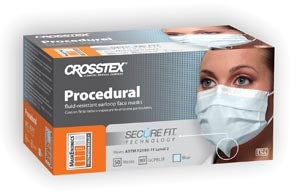 Crosstex International Crosstex Procedural Earloop Mask Mask, Blue, Latex Free (LF), 50/bx, 10 bx/ctn (18