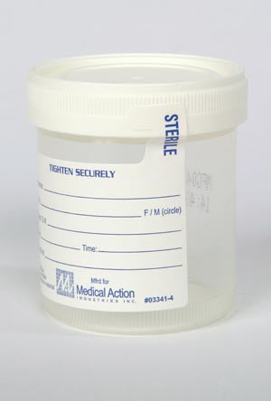 Medegen Leak-Resistant Sterile Specimen Containers Gent-L-Kare Wide Mouth Specimen Container, 3 oz, L