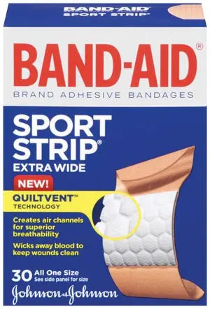 BANDAGE ADH BANDAID SPORTSTRIP XWIDE 30/BX 24BX/CS