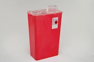 CONTAINER SHARPS 14 QT RED LGW/CHIMNEY-TOP LID 10/CS