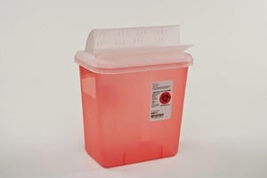 Cardinal Health Multi-Purpose Containers W/Horizontal-Drop Opening Gal, Lid, Red, 12¾"H x 7¼"D x 10½"W, 20/cs