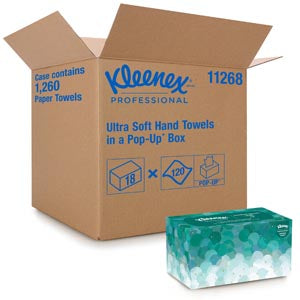Kimberly-Clark Professional Kimberly-Clark Kleenex Hand Towels White 1-Ply, 9" x 10½", 70 sheet/bx, 18 bx/cs