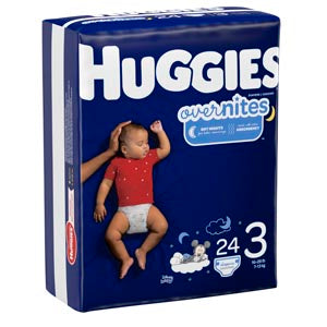 Kimberly-Clark Consumer Kimberly-Clark Huggies Overnites Size 3, Jumbo Pack, 24/pk, 4 pk/cs