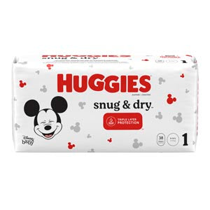 Kimberly-Clark Consumer Kimberly-Clark Huggies Snug & Dry Diapers r , Size 1, Jumbo Pack, 38/pk, 4 pk/cs