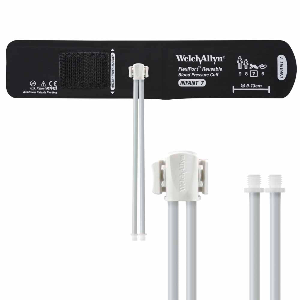 Welch Allyn FlexiPort Reusable Blood Pressure Cuff with Two-Tube Screw Connector - Size-07 Infant