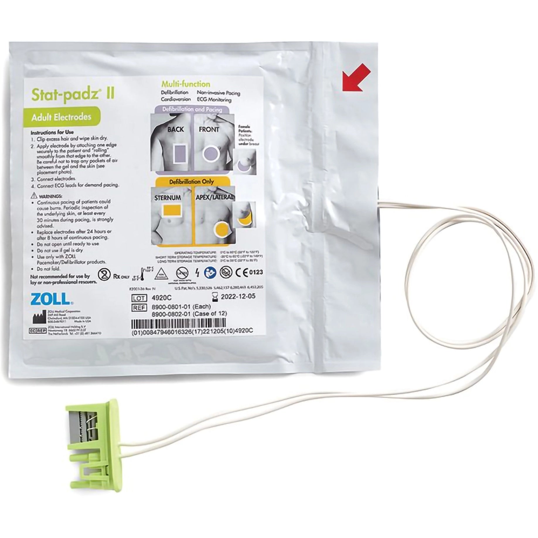 ZOLL Stat-padz II HVP Multi-Function Defibrillator Electrodes packaging