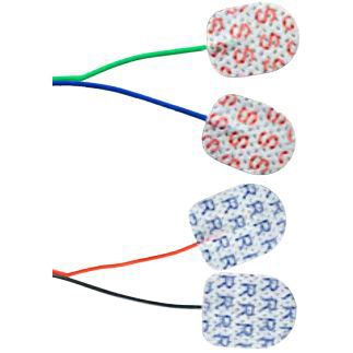Rhythmlink Disposable Parallel Pair Stimulating Sticky Pad EMG Surface Electrodes - leadwire colors