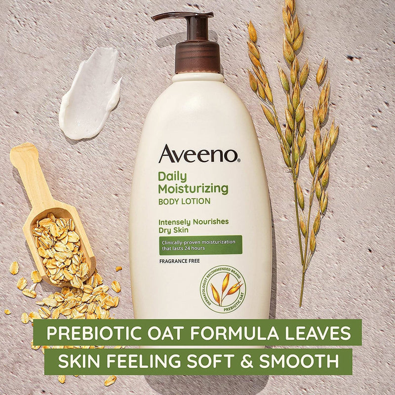 J & J Sales Aveeno Daily Moisturizing Body Lotion Fragrance Free, 18-ounce Pump Bottle 
